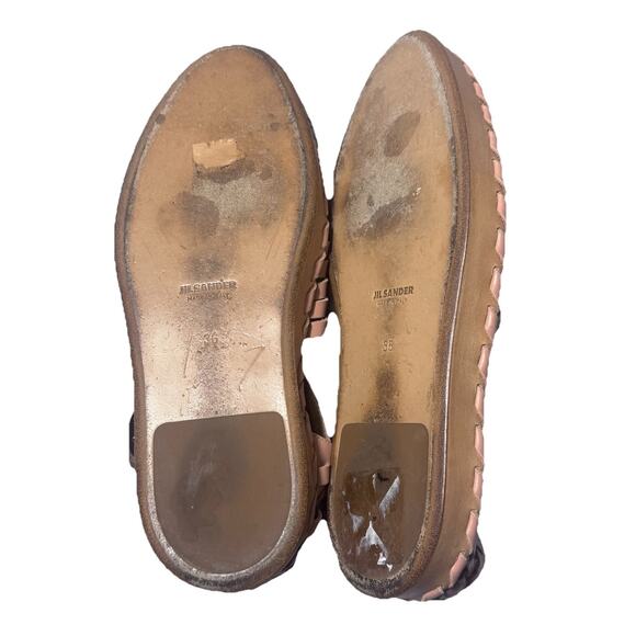 $1160 JIL SANDER Womens 36 US 6 Leather Woven Calfskin Gladiator Sandals Blush - Picture 10 of 10